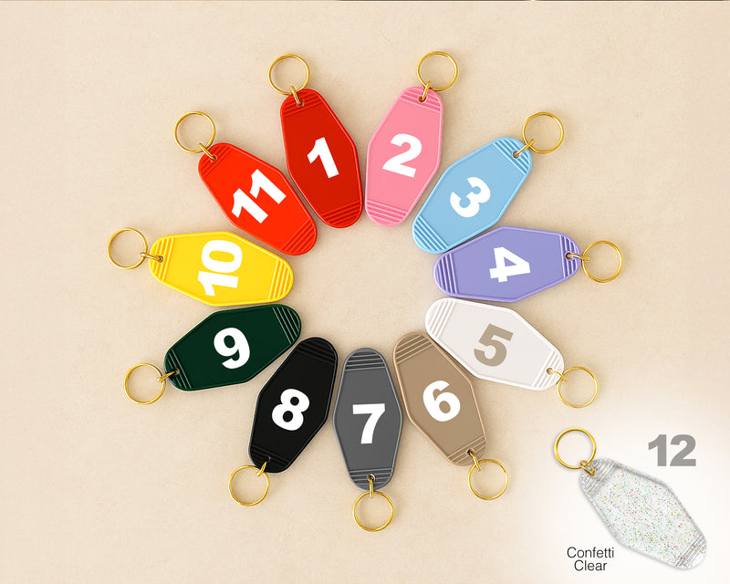 12-Pack Plastic Blank Motel Keychains Sublimation