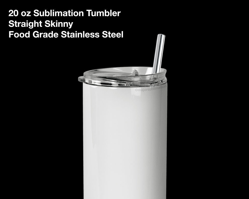 20 Oz Tumblers Skinny Straight White Sublimation Stainless Steel